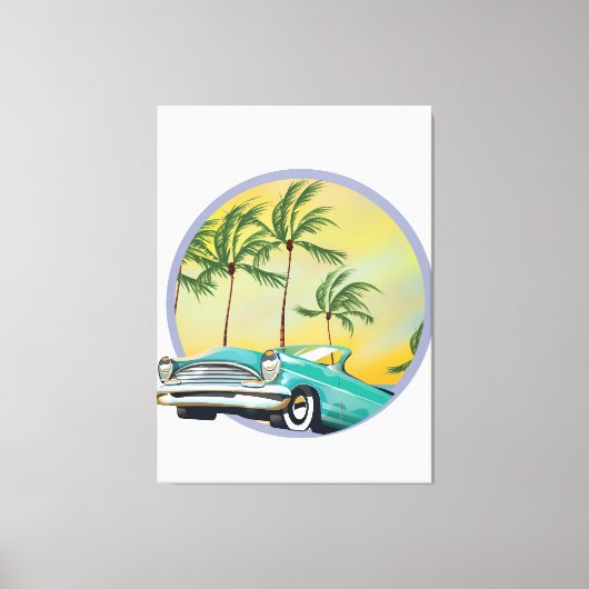 Oldtimer bij schemering canvas afdruk (Voorkant)