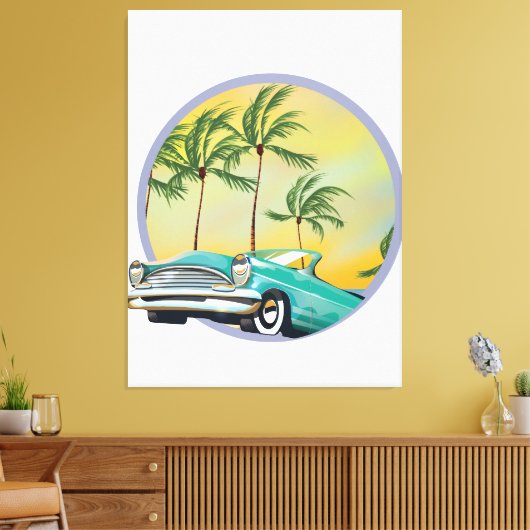 Oldtimer bij schemering canvas afdruk (Insitu (Woonkamer))