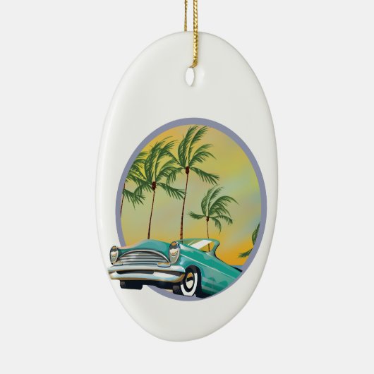 Oldtimer bij schemering keramisch ornament (Rechts)