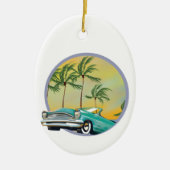 Oldtimer bij schemering keramisch ornament (Voorkant)