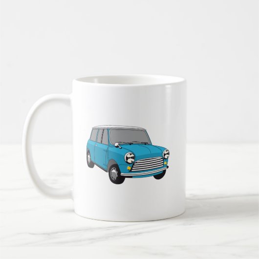 Oldtimer Blauer British Mini Cooper Koffiemok (Links)