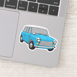 Oldtimer Blauer British Mini Cooper Sticker