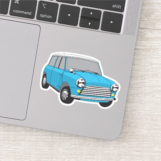 Oldtimer Blauer British Mini Cooper Sticker (Detail)