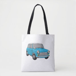 Oldtimer Blauer British Mini Cooper Tote Bag