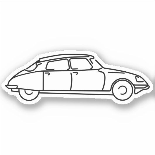 Oldtimer Citroen DS 19 Schwarze Silhouette Sticker (Voorkant)