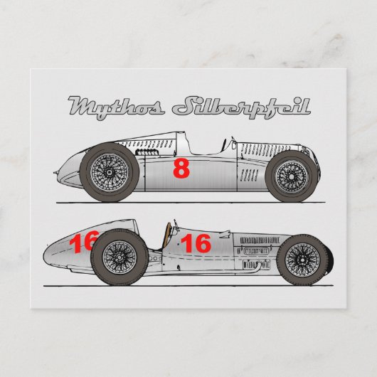 Oldtimer Deutschland 1939 Auto-Union Sielberpfeil Briefkaart (Voorkant)