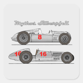 Oldtimer Deutschland 1939 Auto-Union Sielberpfeil Vierkante Sticker