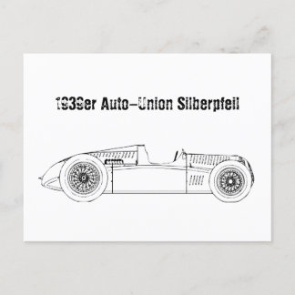 Oldtimer Deutschland Auto Union1939 Sielberpfeil Briefkaart