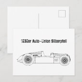Oldtimer Deutschland Auto Union1939 Sielberpfeil Briefkaart (Voorkant / Achterkant)