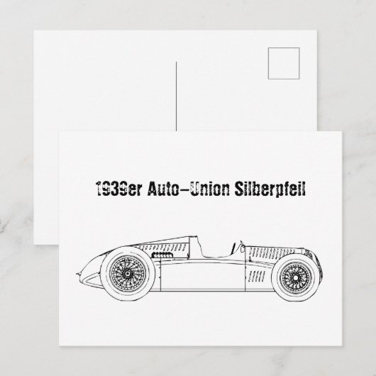 Oldtimer Deutschland Auto Union1939 Sielberpfeil Briefkaart (Voorkant / Achterkant)