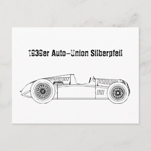 Oldtimer Deutschland Auto Union1939 Sielberpfeil Briefkaart (Voorkant)