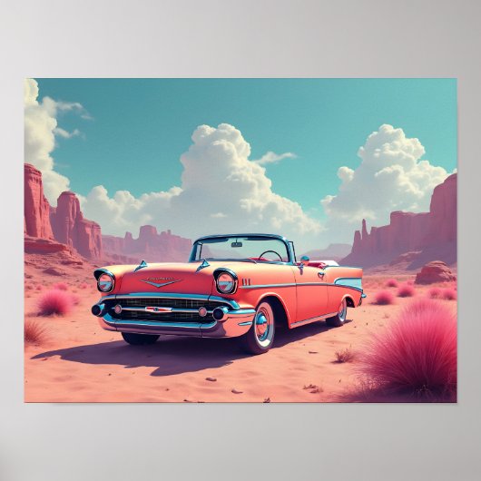 Oldtimer in de woestijn poster (Voorkant)