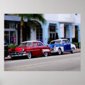 Oldtimer op Ocean Drive Miami Beach Poster (Voorkant)