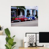 Oldtimer op Ocean Drive Miami Beach Poster (Thuiskantoor)