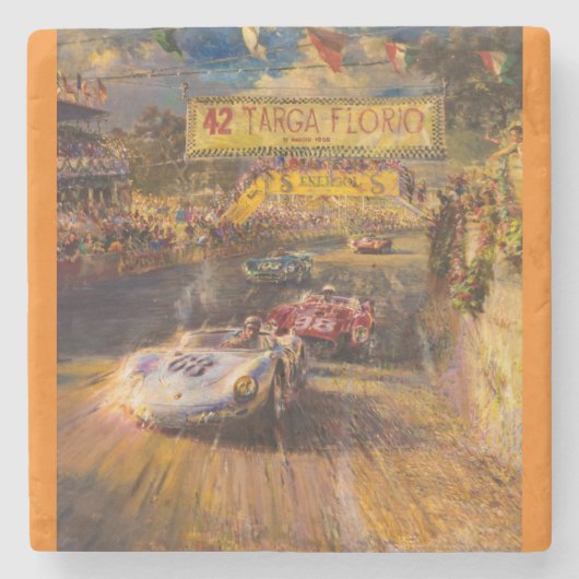 Oldtimer race stenen onderzetter (Voorkant)