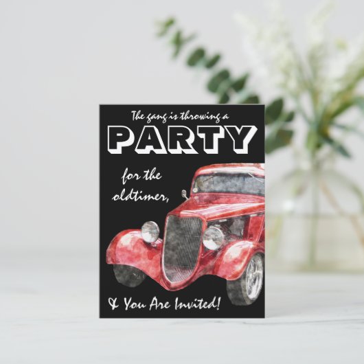 Oldtimer Retirement Party Classic Hotrod Car Kaart (Staand voorkant)
