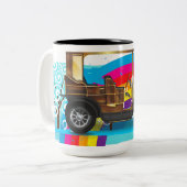 Oldtimer Tweekleurige Koffiemok (Voorkant links)