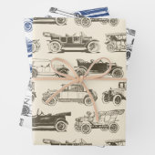 oldtimer vintage auto patroon inpakpapier vel (In situ)
