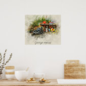 oldtimers buiten het oude poster (Keuken)