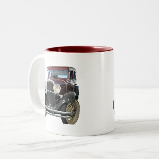 oldtimers tweekleurige koffiemok (Voorkant links)