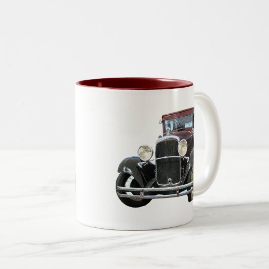 oldtimers tweekleurige koffiemok (Voorkant rechts)