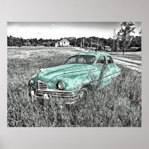 oldtimers verlaten op het groene poster van veldmu