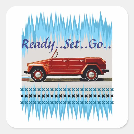 oldtimers vierkante sticker (Voorkant)