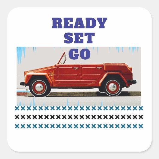 oldtimers vierkante sticker (Voorkant)