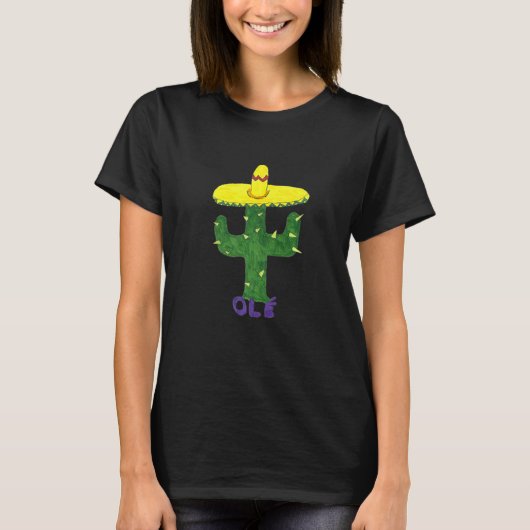 Olé Cactus die een sombrero heeft T-shirt (Voorkant)