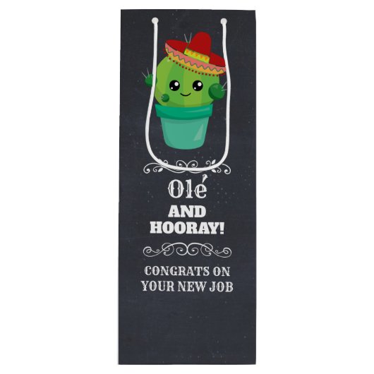 Ole' en Hooray Cute Green Cactus Wijn Cadeautas (Voorkant)