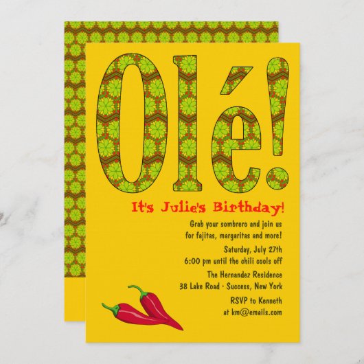Ole! Mexicaanse themauitnodiging Kaart (Voorkant / Achterkant)
