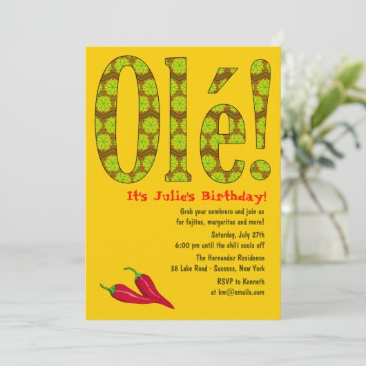 Ole! Mexicaanse themauitnodiging Kaart (Staand voorkant)