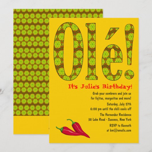 Ole! Mexicaanse themauitnodiging Kaart (Voorkant / Achterkant)
