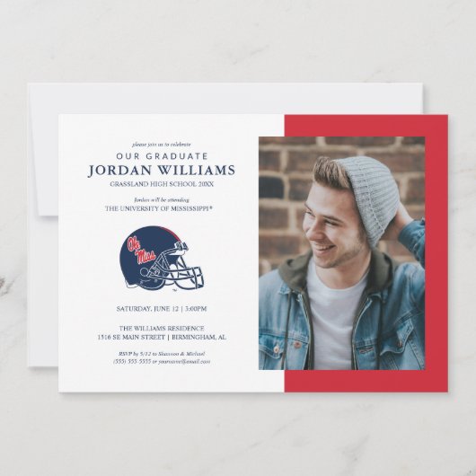 Ole Miss Football helm | Donkerblauw Aankondiging (Voorkant)