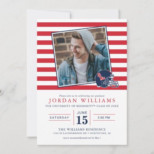 Ole Miss Football helm | Donkerblauw Aankondiging (Voorkant)