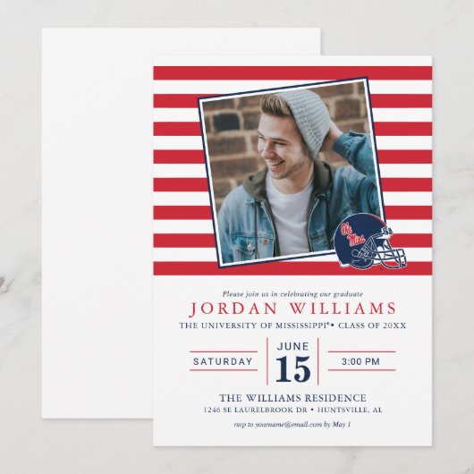 Ole Miss Football helm | Donkerblauw Aankondiging (Voorkant / Achterkant)