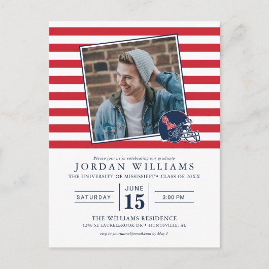 Ole Miss Football Helm | Donkerblauw Aankondigingskaart (Voorkant)