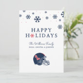 Ole Miss Football Helm | Donkerblauw Feestdagenkaart (Staand voorkant)