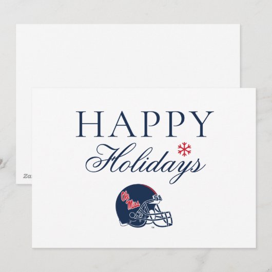 Ole Miss Football Helm | Donkerblauw Feestdagenkaart (Voorkant / Achterkant)