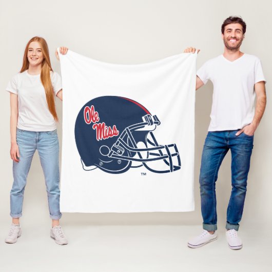 Ole Miss Football helm | Donkerblauw Fleece Deken (In situ)