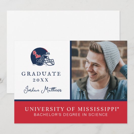 Ole Miss Football helm | Donkerblauw Kaart (Voorkant / Achterkant)