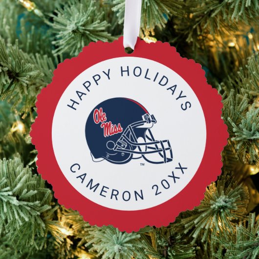 Ole Miss Football helm | Donkerblauw Ornament Kaart (Insitu (Drie))