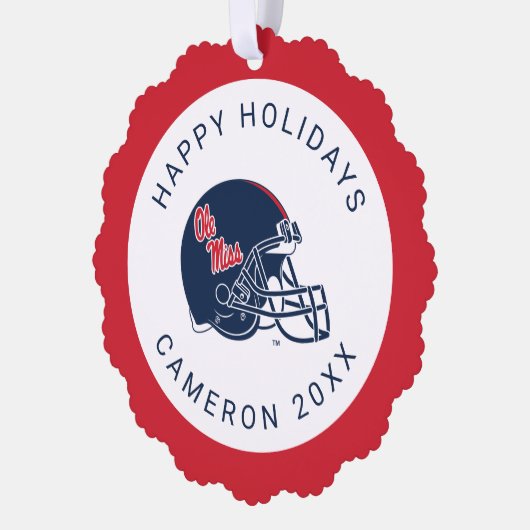 Ole Miss Football helm | Donkerblauw Ornament Kaart (Links)