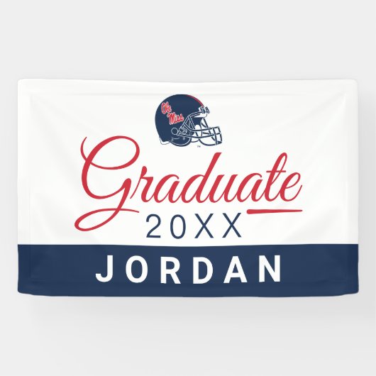 Ole Miss Football helm | Donkerblauw Spandoek (Horizontaal)