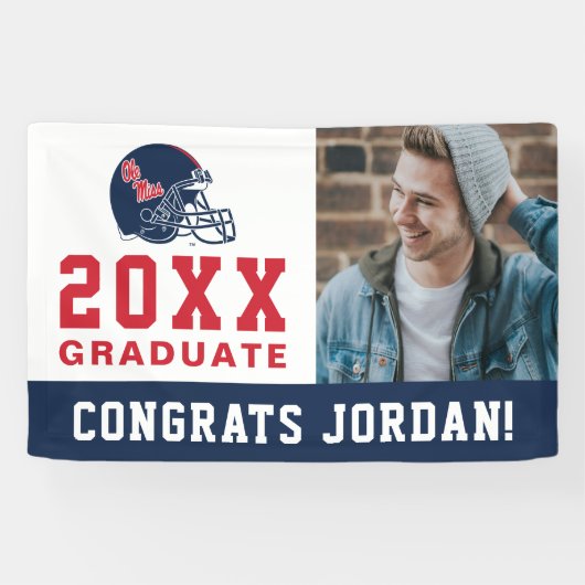 Ole Miss Football helm | Donkerblauw Spandoek (Horizontaal)