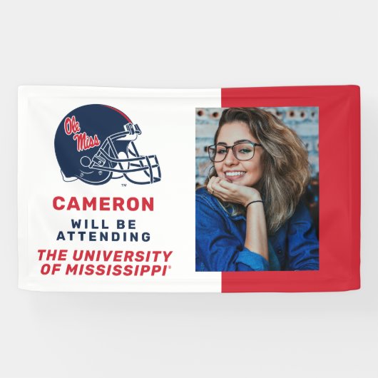 Ole Miss Football helm | Donkerblauw Spandoek (Horizontaal)