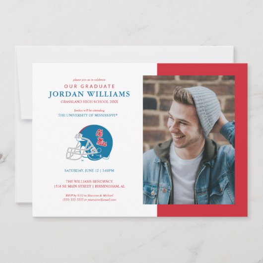 Ole Miss Football helm | Lichtblauw Aankondiging (Voorkant)