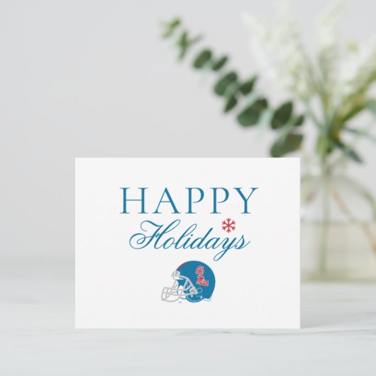 Ole Miss Football helm | Lichtblauw Feestdagenkaart (Staand voorkant)