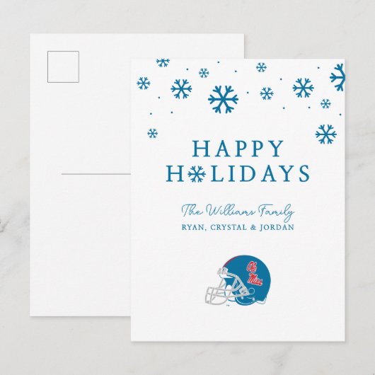 Ole Miss Football Helm | Lichtblauw Feestdagenkaart (Voorkant / Achterkant)