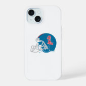 Ole Miss Football helm | Lichtblauw iPhone 15 Case (Achterkant)